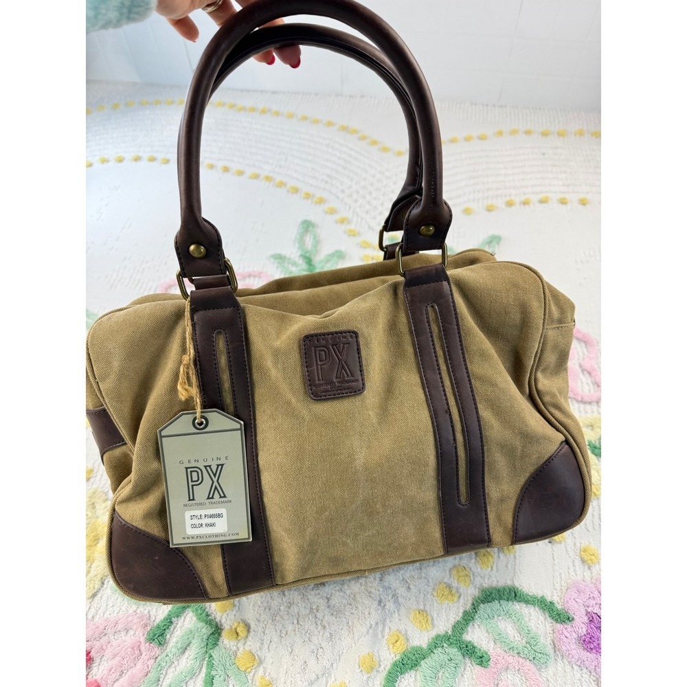 Genuine PX Los Angeles‎ Khaki Canvas Duffle Bag Weekender PX4655BG NEW